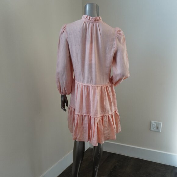 Veronica Beard Hawkin Linen Dress Pebble Light Coral Size 4 New Tag $448 - Picture 5 of 8